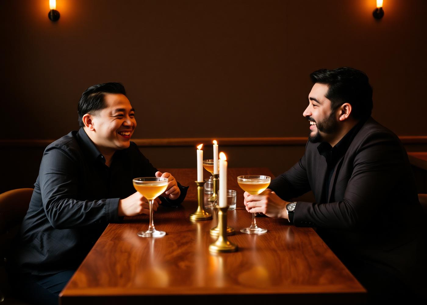 Two men sharing a candid laugh